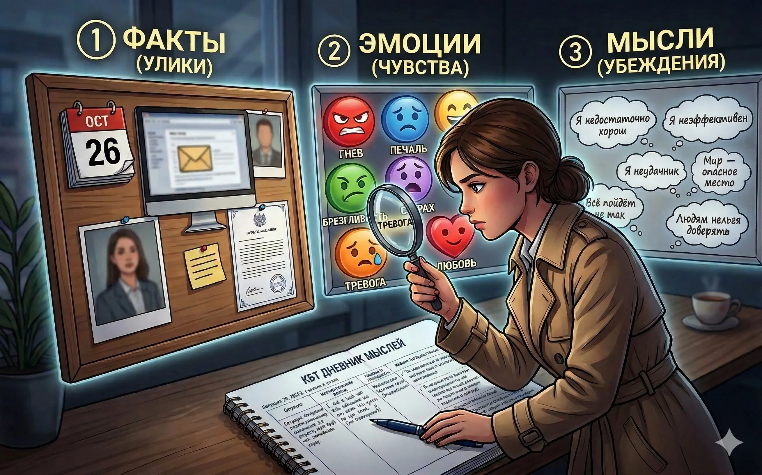 Дневник мыслей в КПТ: от фиксации к когнитивной реструктуризации